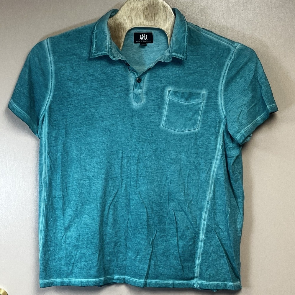 Rock & Republic Teal XXL Mineral Vintage Wash Polo Men's Polo